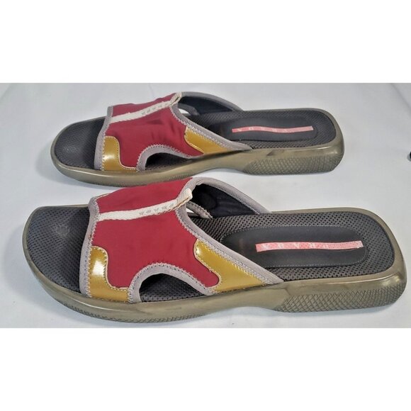 Prada Sandals Men's 9 Gray Slides Slip-Ons Slippers Flip Flops Made in Italy - Picture 1 of 16